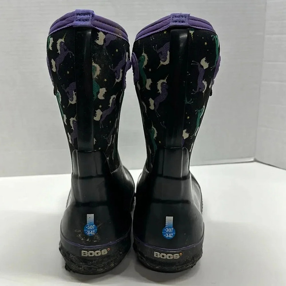 Bogs Boots Snow Winter Insulated Rain Pull On Waterproof Unicorn Black Kids 6 - Picture 4 of 11